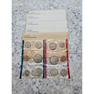 1979 US Mint Set -‎ 12-Coin P&D Uncirculated Lot Of 5-1 Red 1 Blue Each Envelope